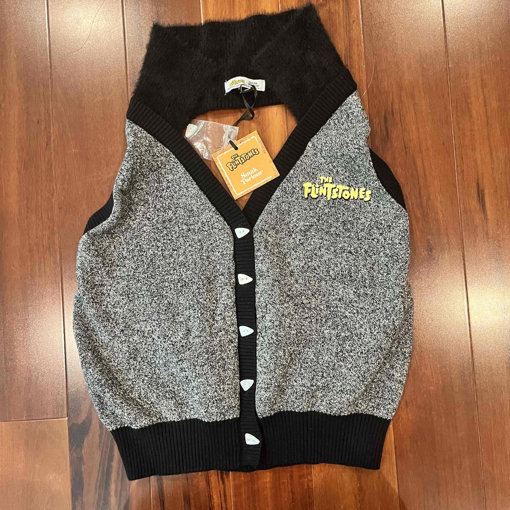 New NWT The‎ Flintstones Unique Vintage Smak Parlour Grey Sweater Vest Costume L